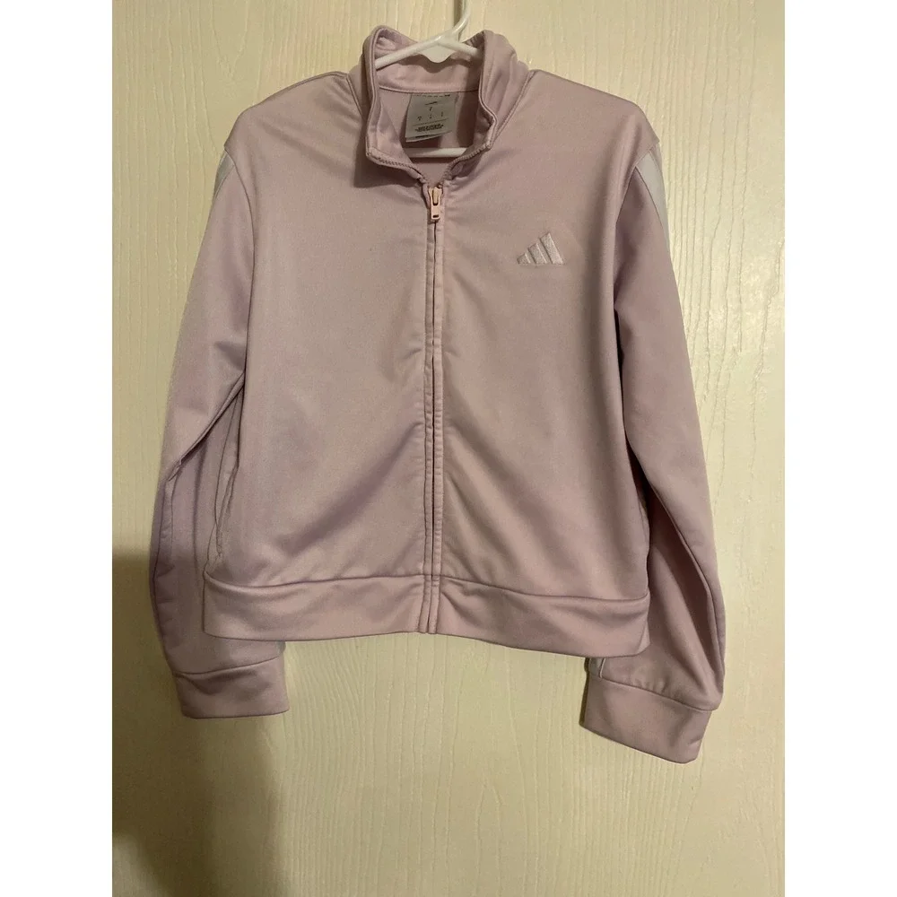 Adidas Girls Track Jacket Lavender Purple 3-Stripe Full Zip Size 7 AG11179 0176